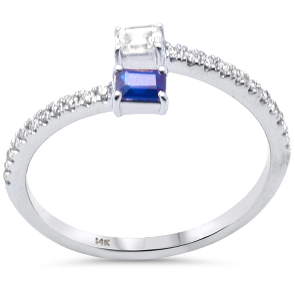 Muse Jewelry .39ct G SI 14K White Gold Diamond & Blue Sapphire Gemstones Band Ring Size 6.5