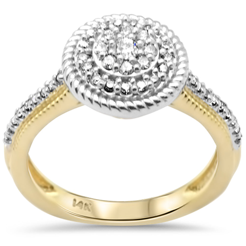 Muse Jewelry .36ct G SI 14K Two Tone Gold Diamond Round Beaded Double Halo Band Ring Size 6.5