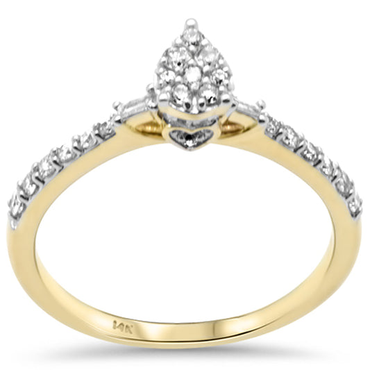 Muse Jewelry .36ct G SI 14K Yellow Gold Round & Baguette Pear Shape Diamond Ring Size 6.5