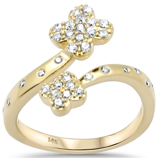 Muse Jewelry .41ct G SI 14K Yellow Gold Diamond Wrap Around Flower Band Ring Size 6.5