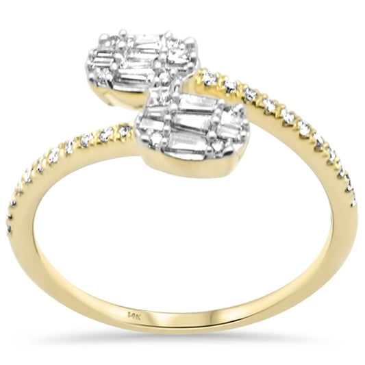 Muse Jewelry .30ct G SI 14K Yellow Gold Round & Baguette Diamond Wrap Around Ring Size 6.5