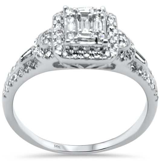 Muse Jewelry .49ct G SI 14K White Gold Round & Baguette Diamond Engagement Ring Size 6.5