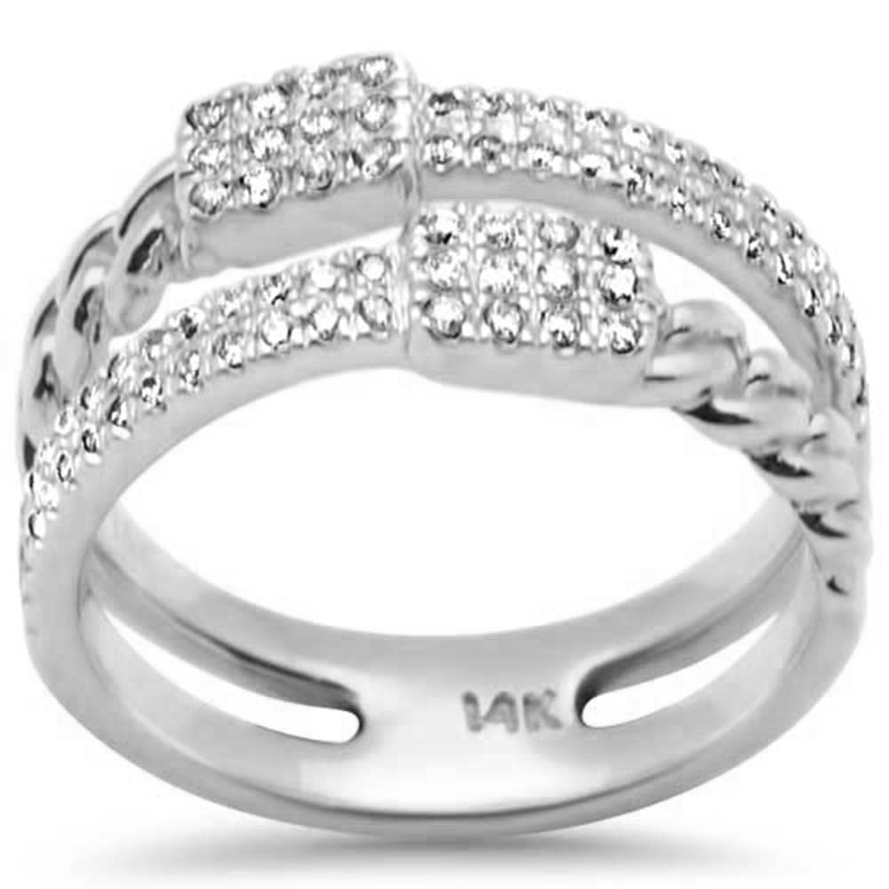 Muse Jewelry .40ct G SI 14K White Gold Diamond Double Shank Open Band Ring Size 6.5