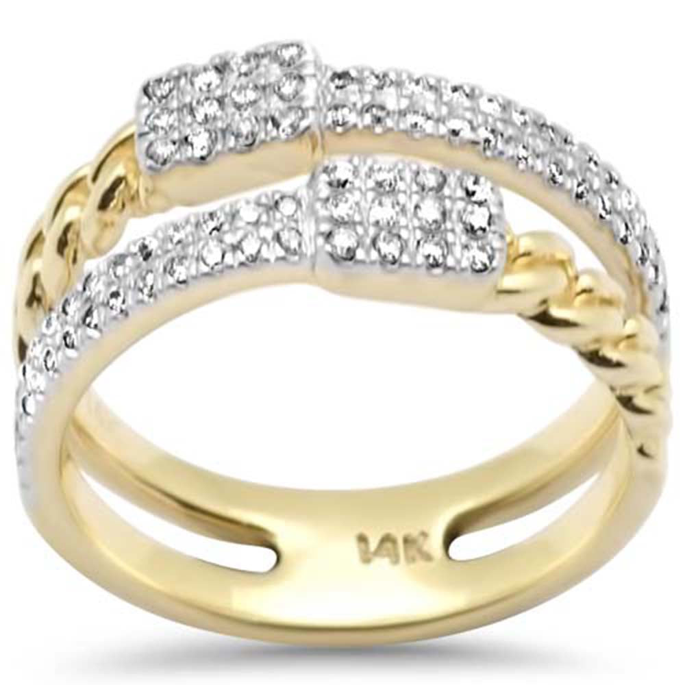 Muse Jewelry .42ct G SI 14K Yellow Gold Diamond Double Shank Open Band Ring Size 6.5