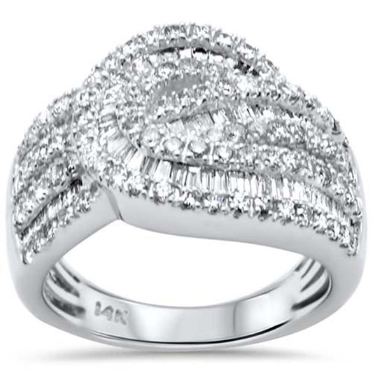 Muse Jewelry 1.56ct G SI 14K White Gold Round & Baguette Diamond Band Ring Size 6.5