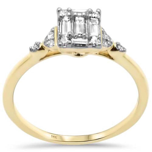 Muse Jewelry .32ct G SI 14K Yellow Gold Round & Baguette Diamond Engagement Ring Size 6.5