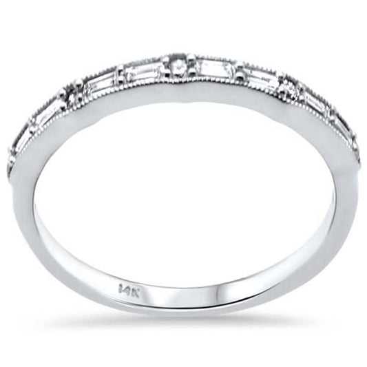 Muse Jewelry .24ct G SI 14K White Gold Round & Baguette Diamond Band Ring Size 6.5