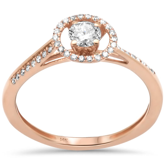 Muse Jewelry .36ct G SI 14K Rose Gold Diamond Halo Engagement Ring Size 6.5