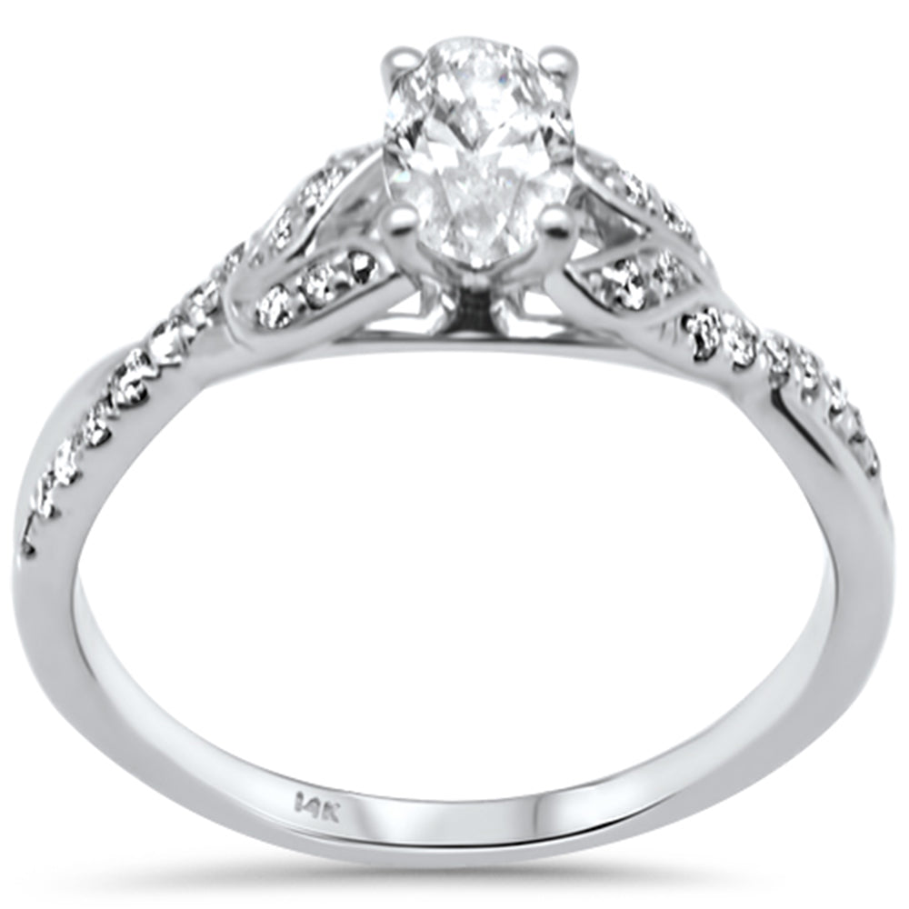 Muse Jewelry .55ct G SI 14K White Gold Oval Shape Diamond Engagement Ring Size 6.5