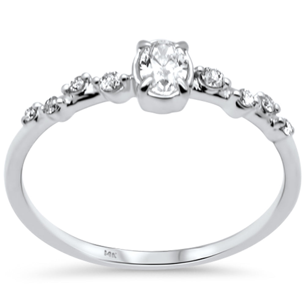 Muse Jewelry .28ct G SI 14K White Gold Oval Diamond Thin Engagement Ring Size 6.5