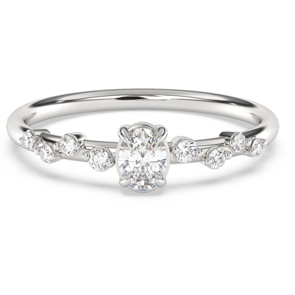 Muse Jewelry .28ct G SI 14K White Gold Oval Diamond Thin Engagement Ring Size 6.5