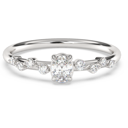 Muse Jewelry .28ct G SI 14K White Gold Oval Diamond Thin Engagement Ring Size 6.5