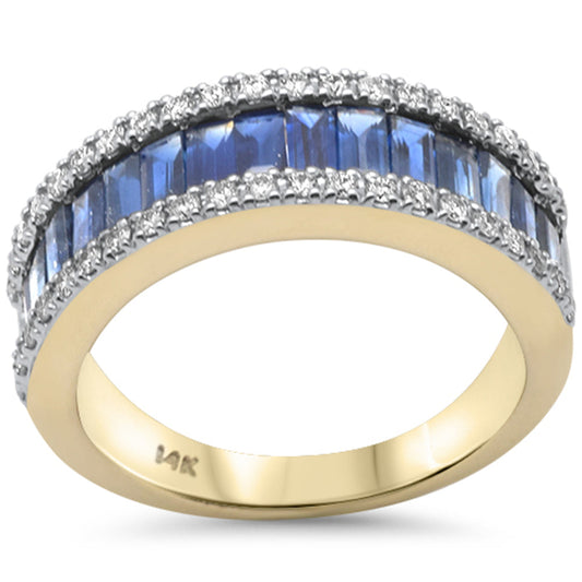 Muse Jewelry 2.60ct G SI 14K Yellow Gold Diamond & Blue Sapphire Gemstones Band Ring Size 7