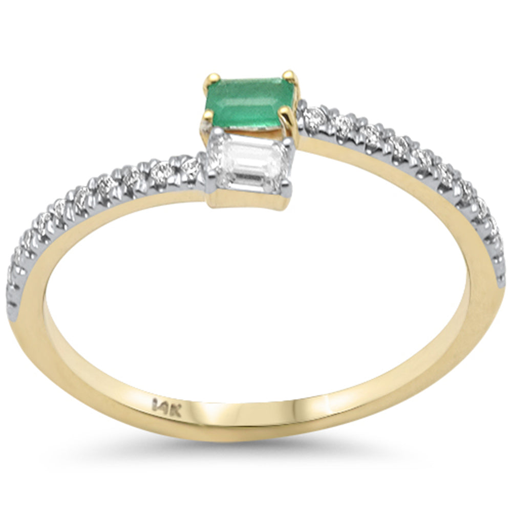 Muse Jewelry .36ct G SI 14K Yellow Gold Diamond & Emerald Gemstone Wrap Around Band Ring Size 6.5