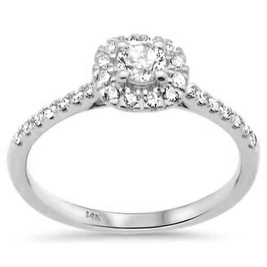 Muse Jewelry .49ct G SI 14K White Gold Diamond Halo Engagement Ring Size 6.5