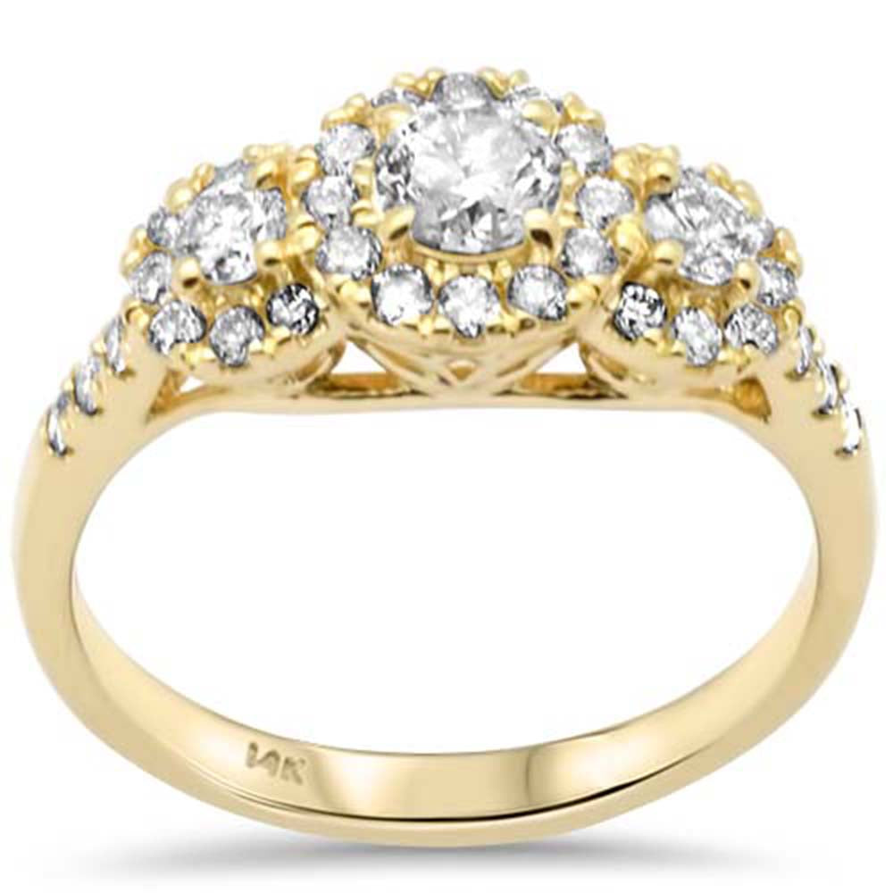 Muse Jewelry .88ct G SI 14K Yellow Gold Diamond Halo Engagement Ring Size 6.5