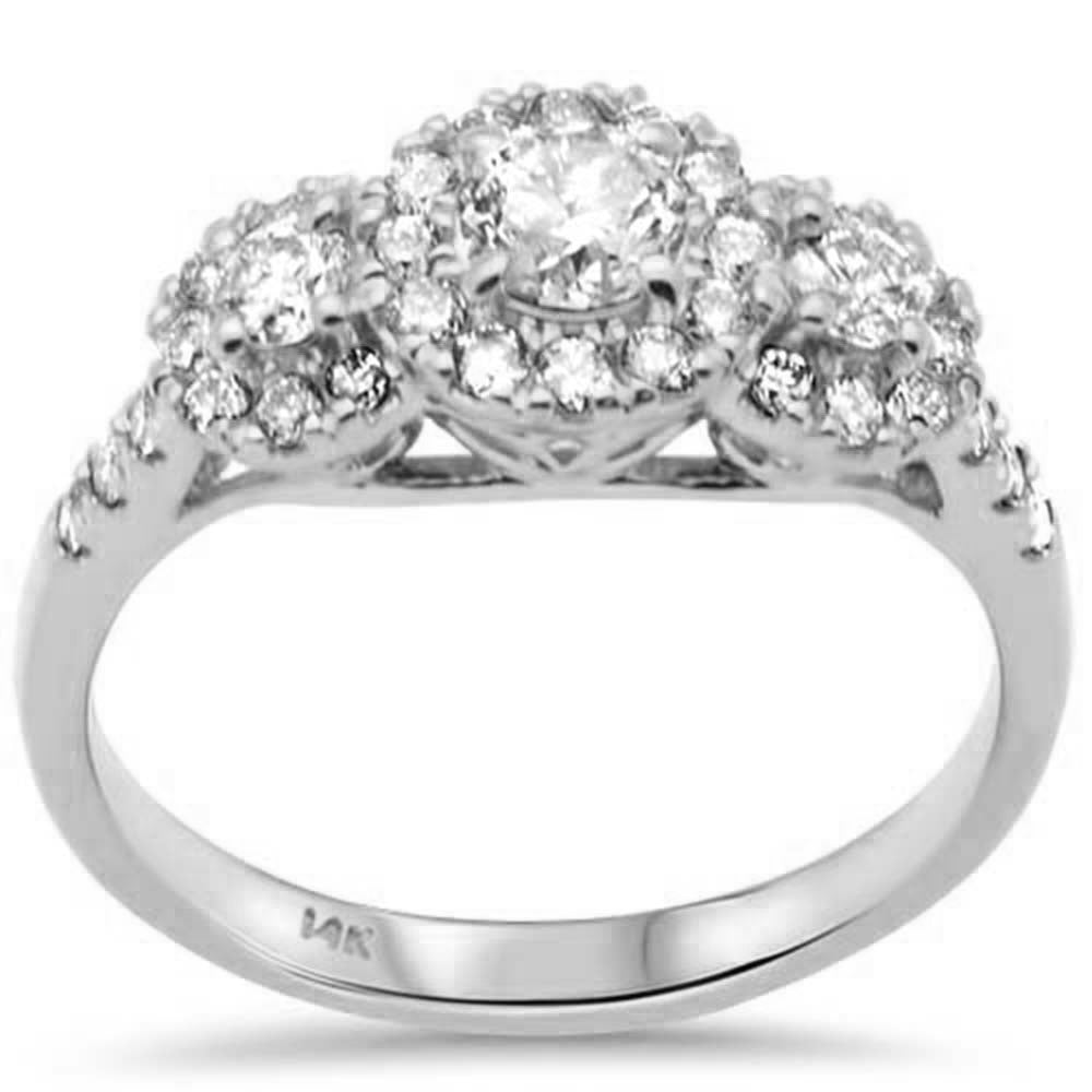 Muse Jewelry .88ct G SI 14K White Gold Diamond Halo Engagement Ring Size 6.5