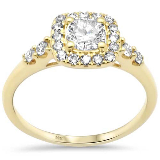 Muse Jewelry .50ct G SI 14K Yellow Gold Cushion Shape Diamond Halo Engagement Ring Size 6.5