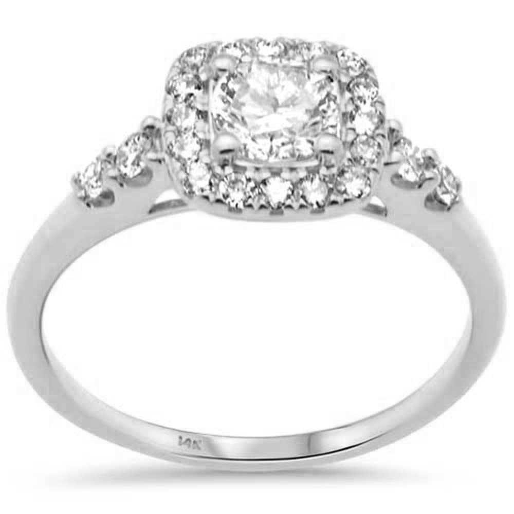 Muse Jewelry .50ct G SI 14K White Gold Cushion Shape Diamond Halo Engagement Ring Size 6.5