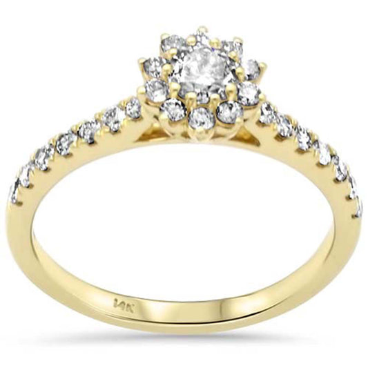 Muse Jewelry .69ct G SI 14K Yellow Gold Diamond Halo Engagement Ring Size 6.5