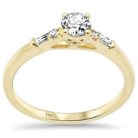 Muse Jewelry .46ct G SI 14K Yellow Gold Round & Baguette Diamond Engagement Ring Size 6.5