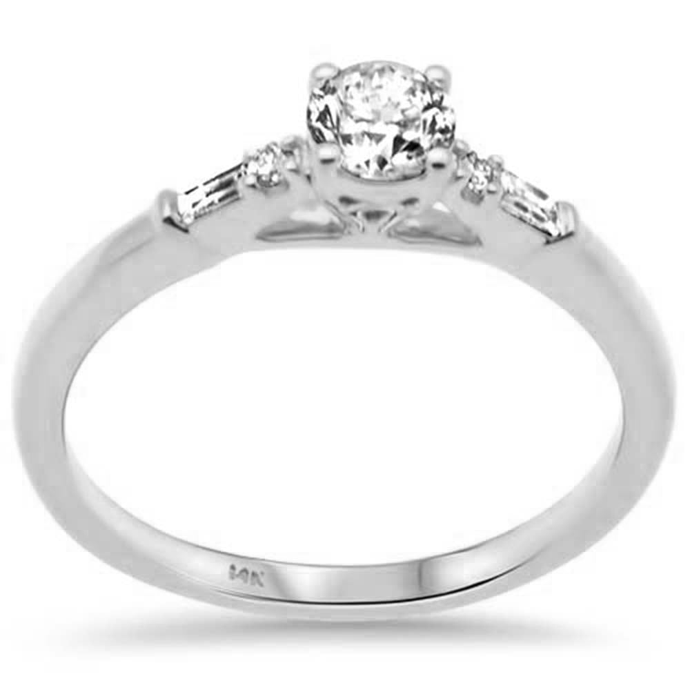 Muse Jewelry .46ct G SI 14K White Gold Round & Baguette Diamond Engagement Ring Size 6.5