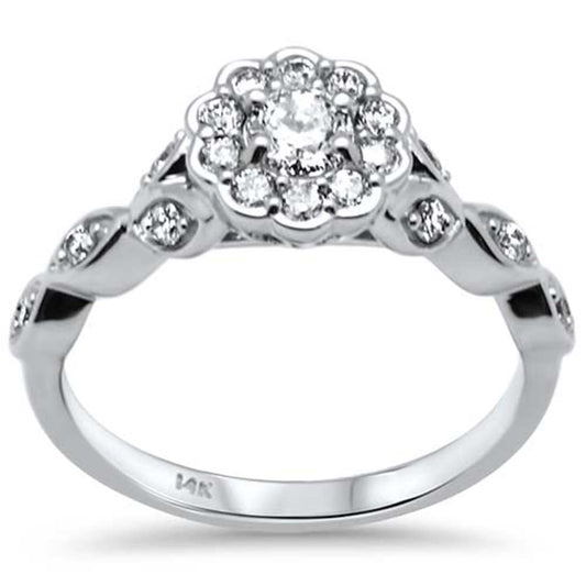 Muse Jewelry .53ct G SI 14K White Gold Diamond Flower Style Halo Engagement Ring Size 6.5