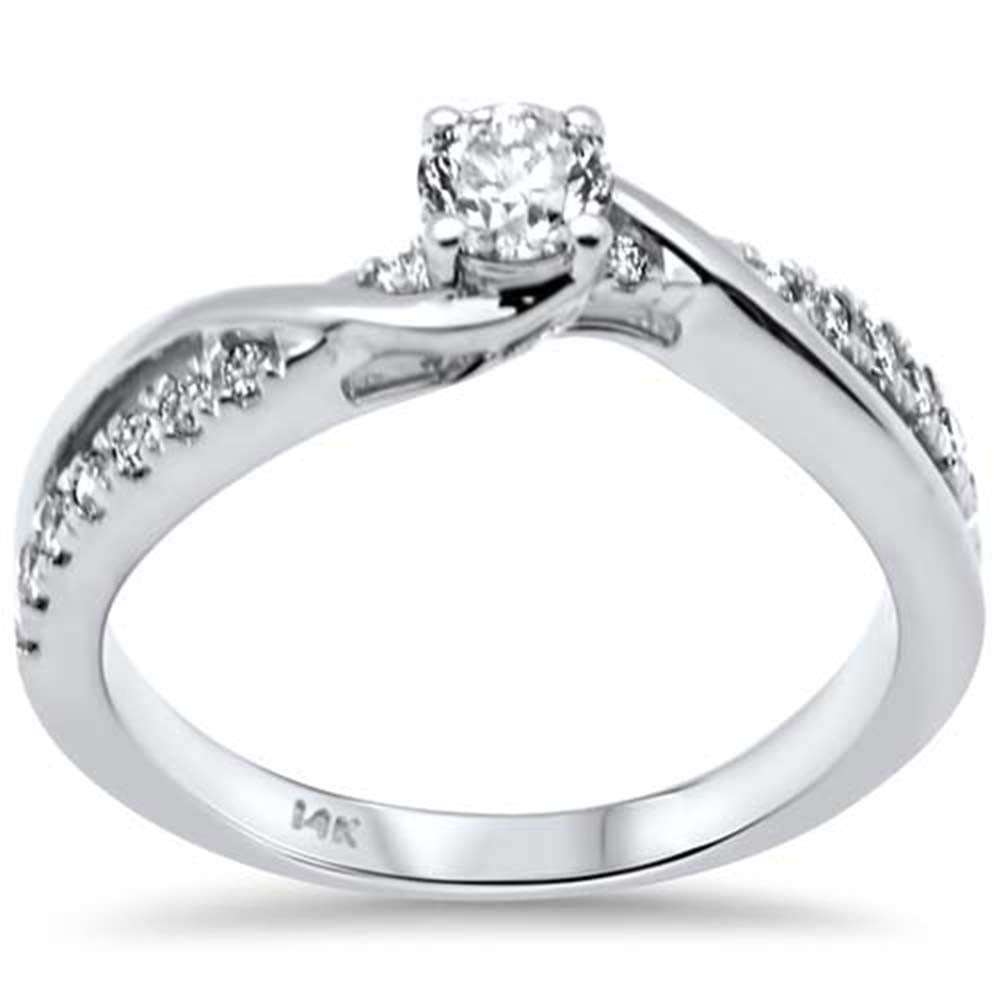 Muse Jewelry .55ct Side Diamonds G SI 14K White Gold Round Diamond Engagement Ring Size 6.5