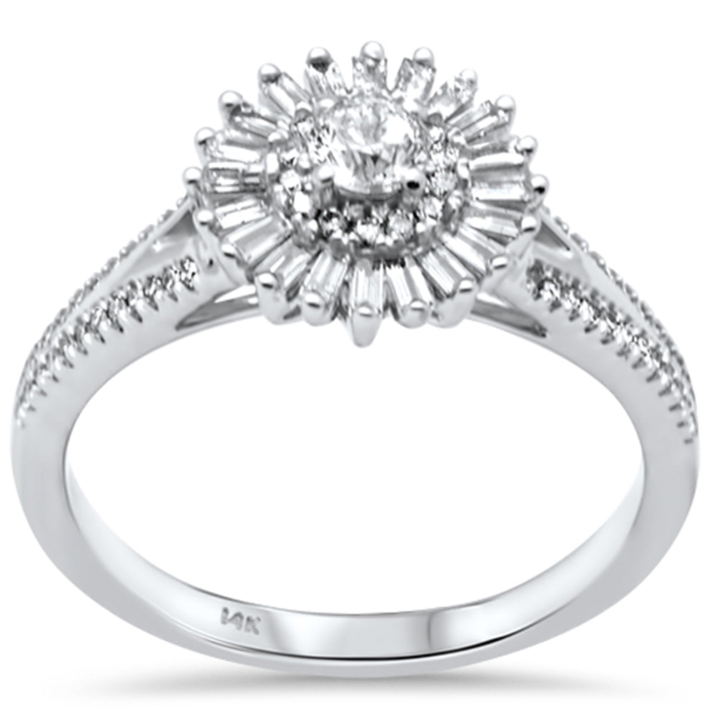 Muse Jewelry .53ct G SI 14K White Gold Round & Baguette Diamond Engagement Ring Size 6.5