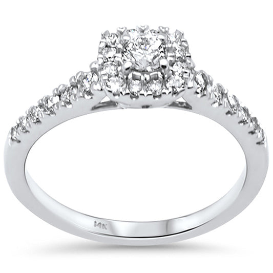 Muse Jewelry .60ct Side Diamonds G SI 14K White Gold Diamond Cushion Shape Halo Engagement Ring Size 6.5