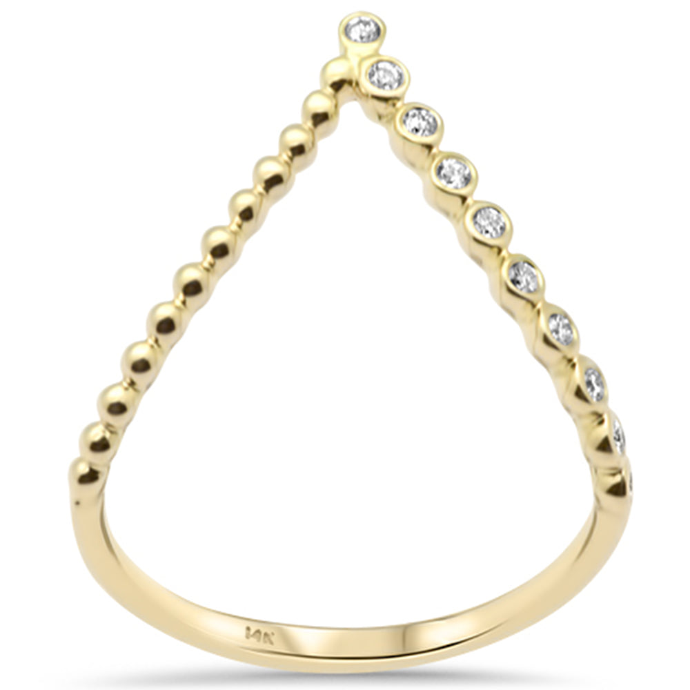 Muse Jewelry .10ct G SI 14K Yellow Gold Diamond Bezel Set V Shape Band Ring Size 6.5