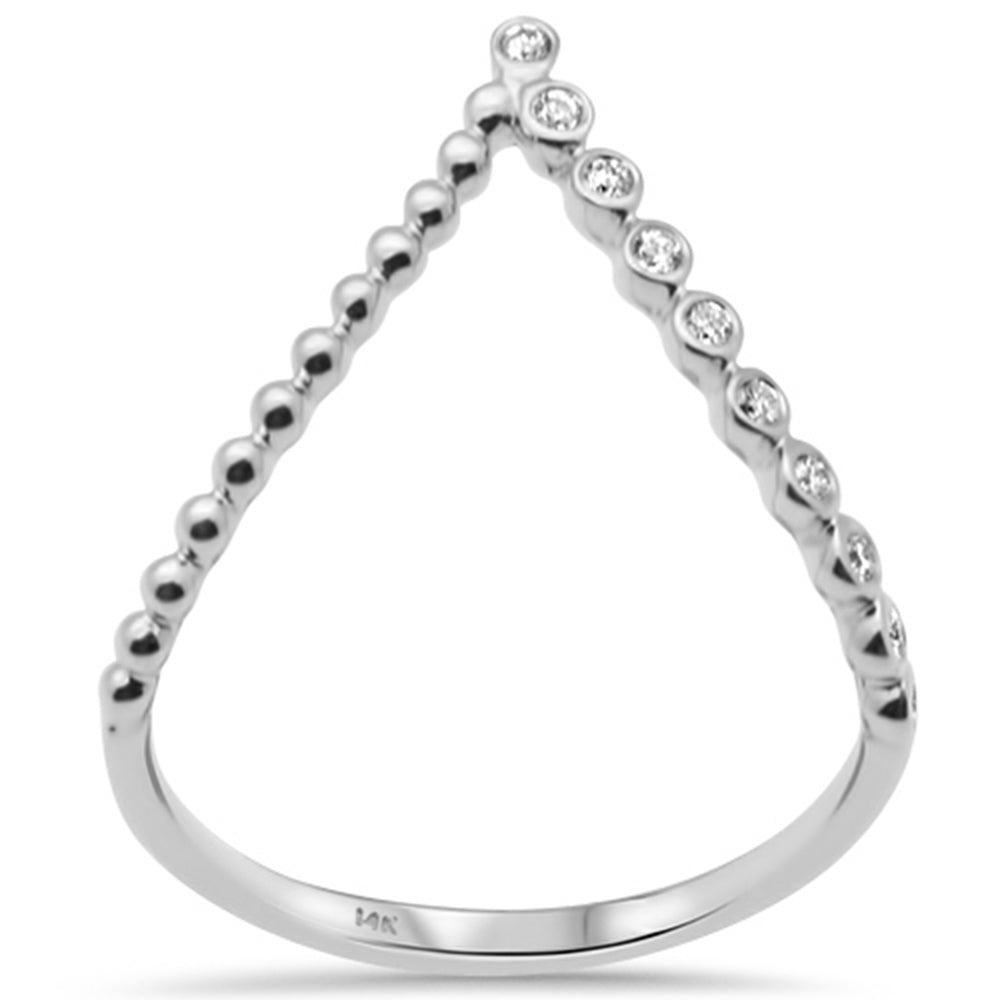 Muse Jewelry .11ct G SI 14K White Gold Diamond Bezel Set V Shape Band Ring Size 6.5