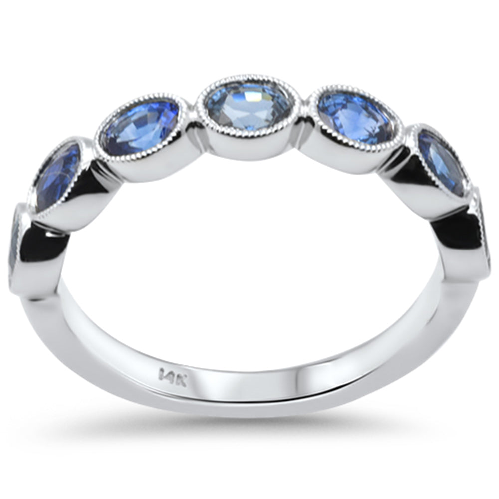 Muse Jewelry 1.38ct G SI 14K White Gold Blue Sapphire Gemstones Band Ring Size 6.5