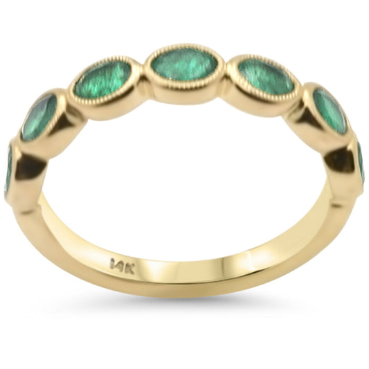 Muse Jewelry 1.08ct G SI 14K Yellow Gold Emerald Gemstones Band Ring Size 6.5