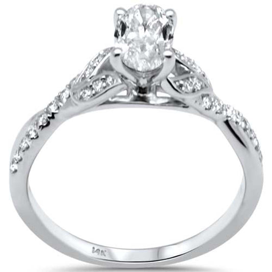 Muse Jewelry .84ct G SI 14K White Gold Oval Shape Diamond Engagement Ring Size 6.5