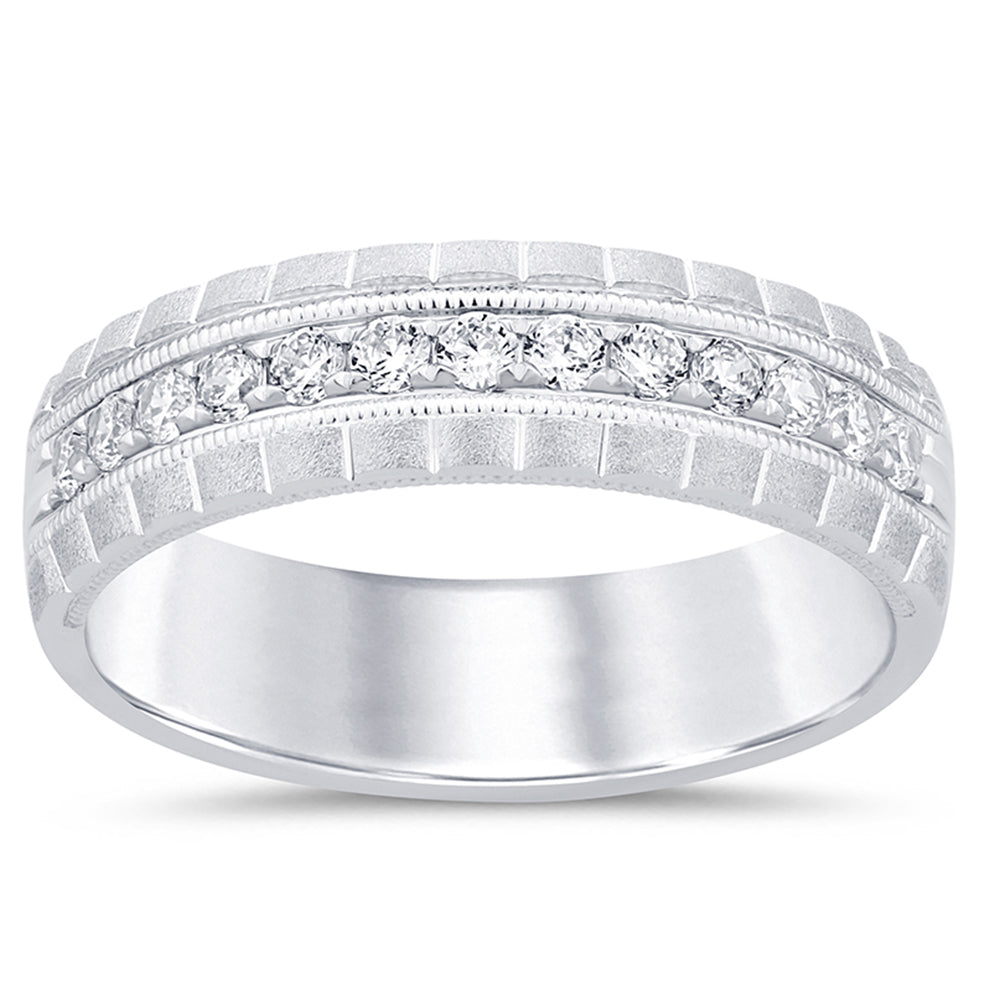 Muse Jewelry .39ct G SI 14K White Gold Diamond Men's Band Ring Size 10