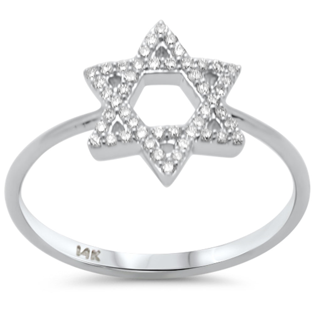 Muse Jewelry .17ct G SI 14K White Gold Diamond Star of David Ring Size 6.5