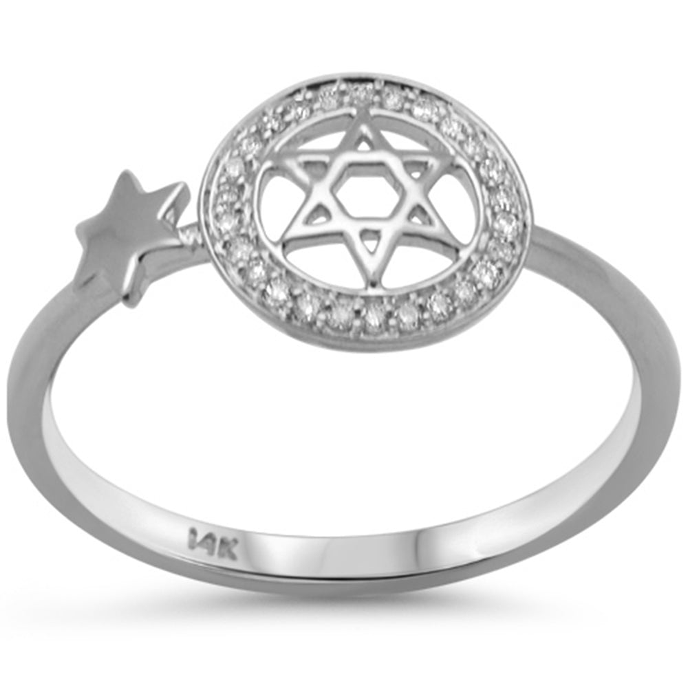 Muse Jewelry .08ct G SI 14K White Gold Diamond Star of David Ring Size 6.5