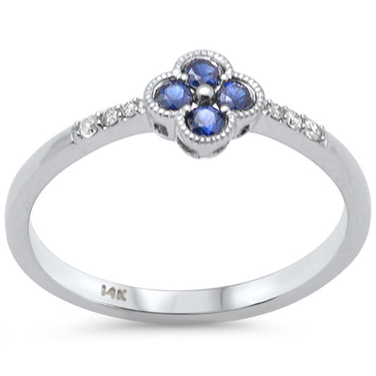 Muse Jewelry .21ct G SI 14K White Gold Diamond & Blue Sapphire Ring Size 6.5