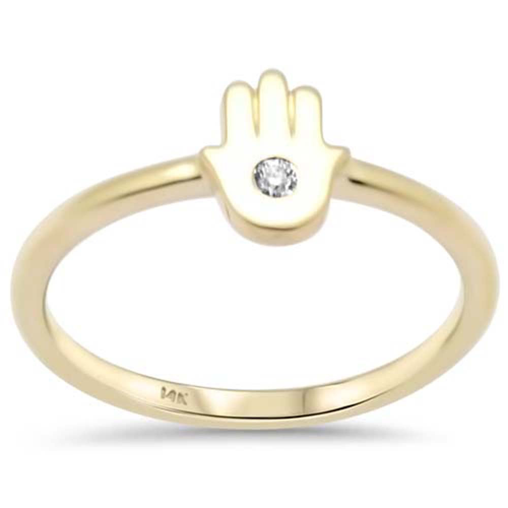 Muse Jewelry .02ct G SI 14K Yellow Gold Diamond Hamsa Band Ring Size 6.5