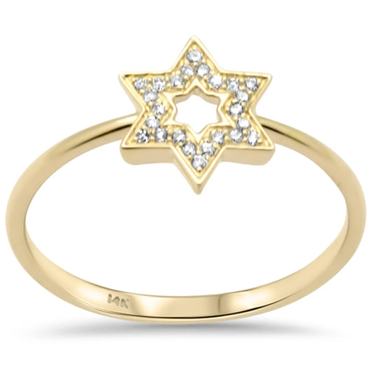 Muse Jewelry .07ct G SI 14K Yellow Gold Diamond Star of David Ring Size 6.5