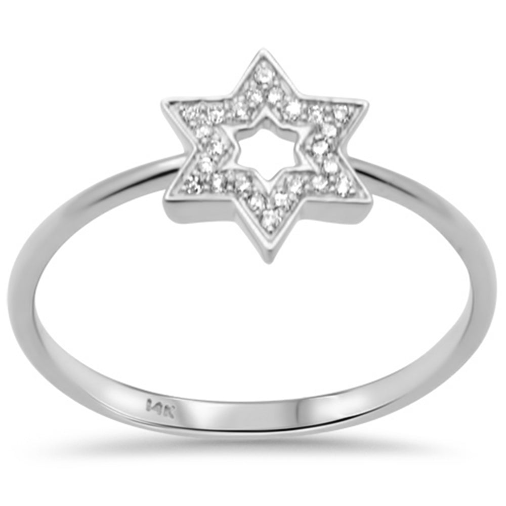 Muse Jewelry .07ct G SI 14K White Gold Diamond Star of David Ring Size 6.5