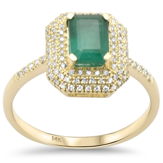Muse Jewelry 1.24ct G SI 14K Yellow Gold Diamond & Emerald Gemstones Ring Size 6.5