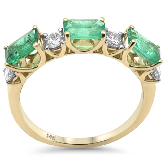 Muse Jewelry 1.65ct G SI 14K Yellow Gold Diamond & Emerald Gemstones Ring Size 6.5