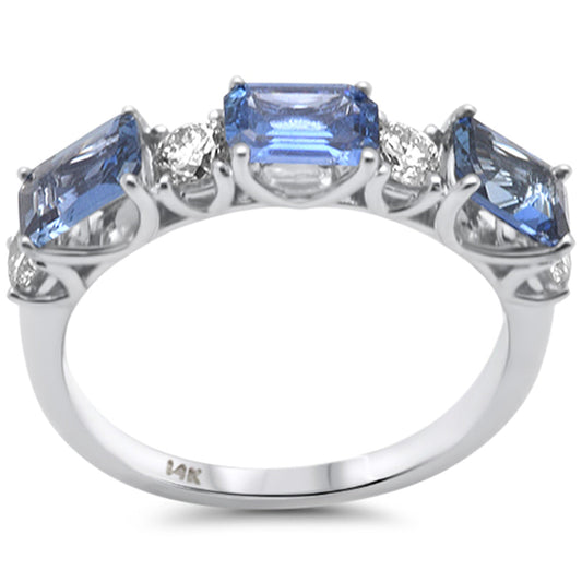 Muse Jewelry 2.11ct G SI 14K White Gold Diamond & Blue Sapphire Gemstones Ring Size 6.5