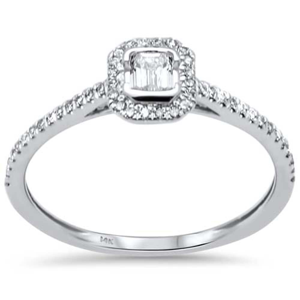 Muse Jewelry .38ct G SI 14K White Gold Emerald Cut Diamond Solitaire Engagement Ring Size 6.5