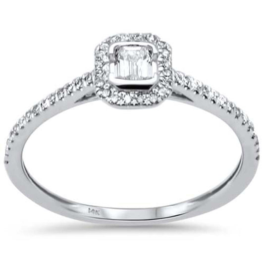 Muse Jewelry .38ct G SI 14K White Gold Emerald Cut Diamond Solitaire Engagement Ring Size 6.5