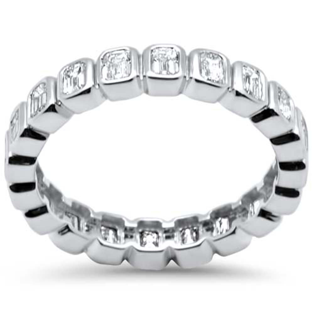 Muse Jewelry 2.58ct G SI 14K White Gold Emerald Cut Diamond Eternity Band Ring Size 9