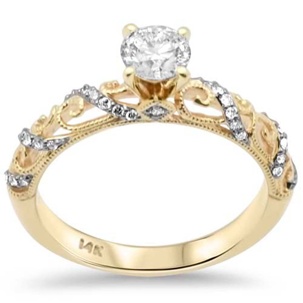 Muse Jewelry .63ct G SI 14K Yellow Gold Diamond Filigree Engagement Ring Size 6.5