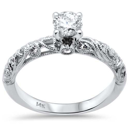 Muse Jewelry .63ct G SI 14K White Gold Diamond Miligrain Engagement Ring Size 6.5